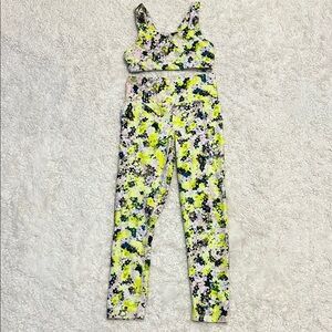Old Navy Floral Activewear Set - Neon Yellow and Black